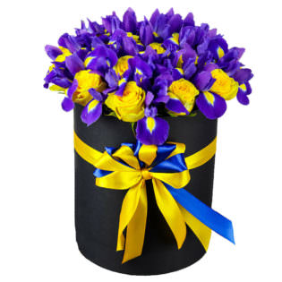Цветы в коробке «Фиолетовые бабочки»